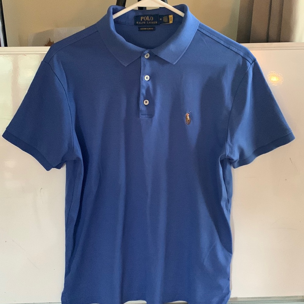 ⭐️BOGO⭐️ Polo Ralph Lauren Men's Blue Medium Custom Slim Fit Cotton Polo